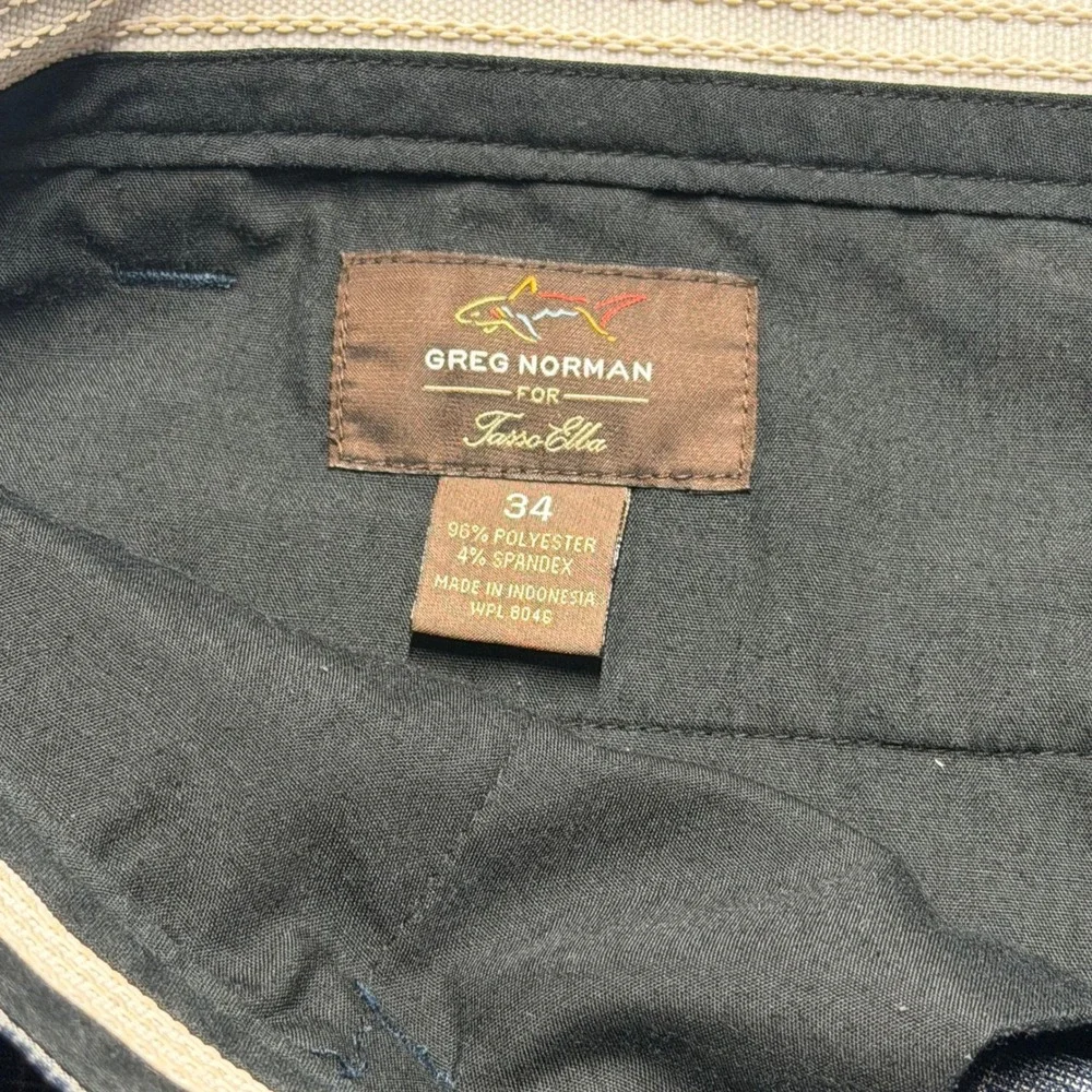 Greg Norman for Tasso Elba Plaid Golf Shorts Grey Blue Mens 34 Stretch 10" - Picture 3 of 5
